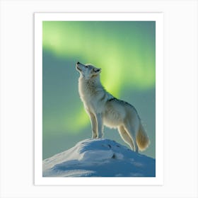 White Wolf Howling. Generated with AI. Art Print Art Print