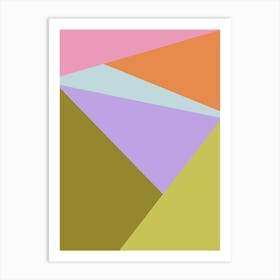 Modern Aesthetic Geometric Abstraction In Purple Moss And Coral Art Print