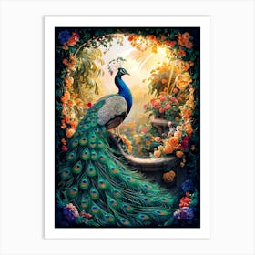 Peacock In the Garden 1 Art Print