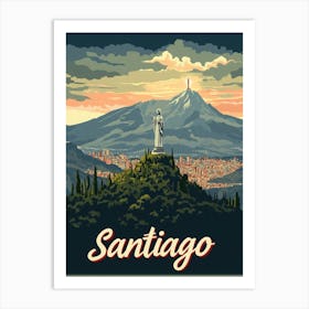 Aihrgdesign A Retro Travel Poster For Santiago 1 Art Print