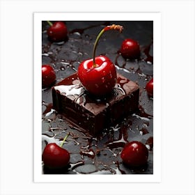 Chocolate Cherry sweet food Art Print