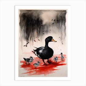 Ducks And Ducklings Wall Art Above Tv Art Print