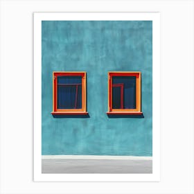 Two Windows On A Blue Wall Art Print