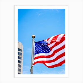 American Flag Stars Stripes Detailing Rippling In The Wind Resonates With Patriotic Glory Against Art Print