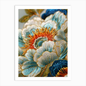 Embroidered Flowers 23 Art Print