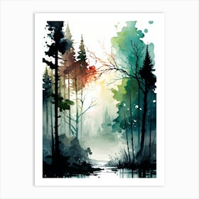 Watercolor Of A Forest 4 Art Print