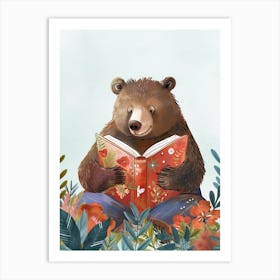 Sloth Bear Reading Storybook Illustration 4 Art Print