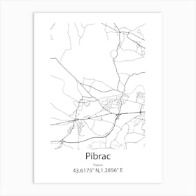 Pibrac,France Minimalist Map Art Print