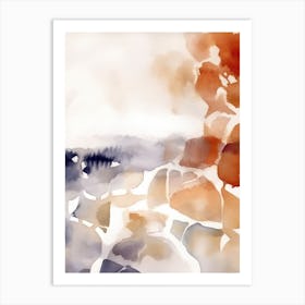 Watercolour Abstract White And Orange 8 Art Print