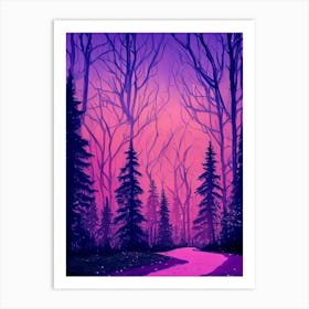 Abstract Purple Forest At Sunset Art Print