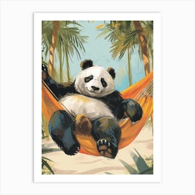 Giant Panda Napping In A Hammock Storybook Illustration 4 Art Print