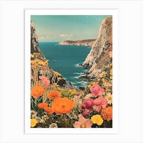 Devon   Floral Retro Collage Style 3 Art Print