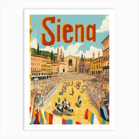 Aihrgdesign A 1970s Inspired Travel Poster For Siena Depictin 863f26b3 E7c5 4743 B649 1c708a08c870 1 Art Print