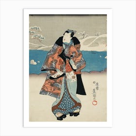 Fashionable Man Viewing The Snow By Utagawa Kunisada Art Print