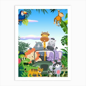 Wild Animals In The Jungle Art Print