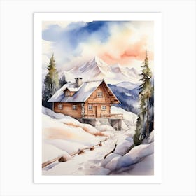 Home With Snow Moutain Art Print