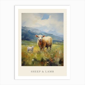 Sheep & Lamb In The Green Grass Of The Scottish Highlands 1 Art Print