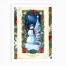 William Morris Christmas Snowman Art Print