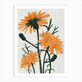 Three Orange Flowers Art Print