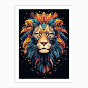 Lion Art Painting Geometric Abstraction Style 1 Art Print