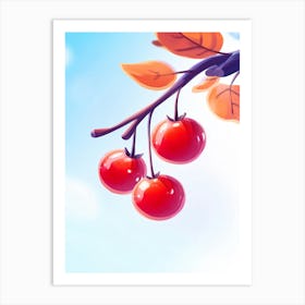 Red Berries On A Branch Art Print