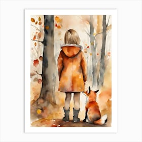 Girl with fox Art Print