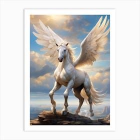 White Horse With Wings Art Print