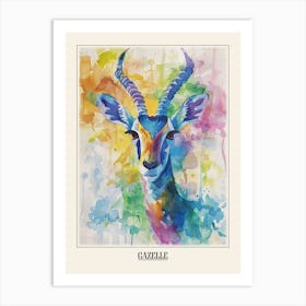 Gazelle Colourful Watercolour 3 Poster Art Print