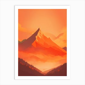 Misty Mountains Vertical Composition In Orange Tone 42 Art Print