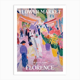 Vintage Flower Market Painting Florence Italy Art Print