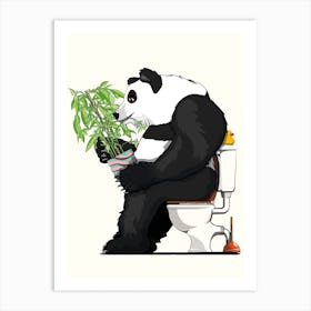 Panda Bear On The Toilet Art Print