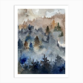 Watercolor Of Pine Trees 2 Art Print