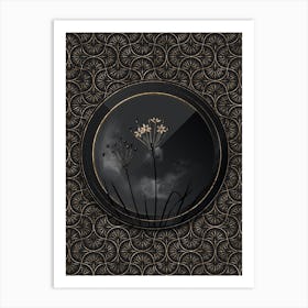 Shadowy Vintage Allium Straitum Botanical in Black and Gold n.0113 Art Print