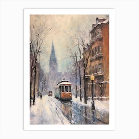 Vintage Winter Painting Boston Usa 2 Art Print