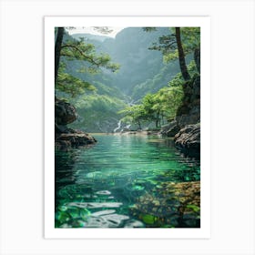 Waterfall In The Mountains 1 Art Print