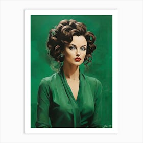 Lady In Green art print Art Print