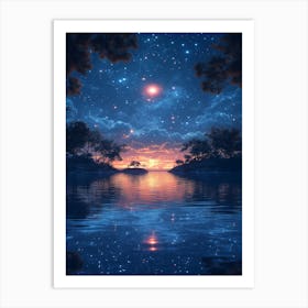 Night Sky Over Water 6 Art Print