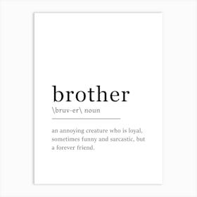 Brother Definition Poster - Dictionary Art Print