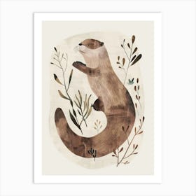 Charming Nursery Kids Animals Otter 3 Art Print