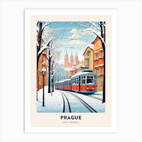 Vintage Winter Travel Poster Prague Czech Republic 4 Art Print