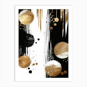 Gold And Black Abstract Painting 17 Art Print