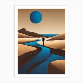  BLUE RIVER boho art,  ManVECTOR ART Art Print