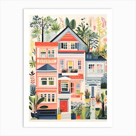 A House In San Francisco, Abstract Risograph Style 2 Art Print