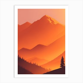 Misty Mountains Vertical Composition In Orange Tone 30 Art Print