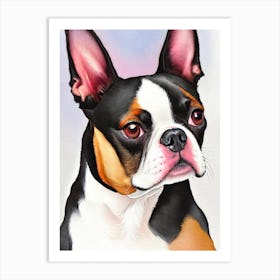 Boston Terrier 3 Watercolour Dog Art Print