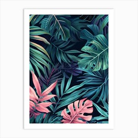 Tropical Leaves Seamless Pattern 32 Art Print