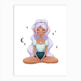 Meditation Elf Girl Art Print