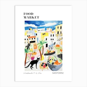 The Food Market In Santorini 1 Illustration Poster Art Print