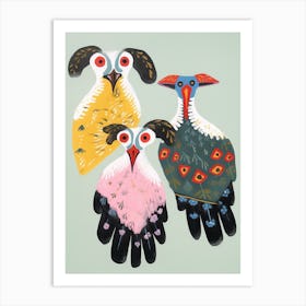 Folk Style Bird Painting Ostrich 2 Art Print