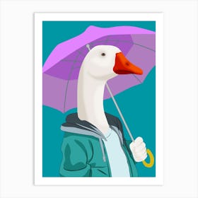 Duck With Umbrella 2 Art Print